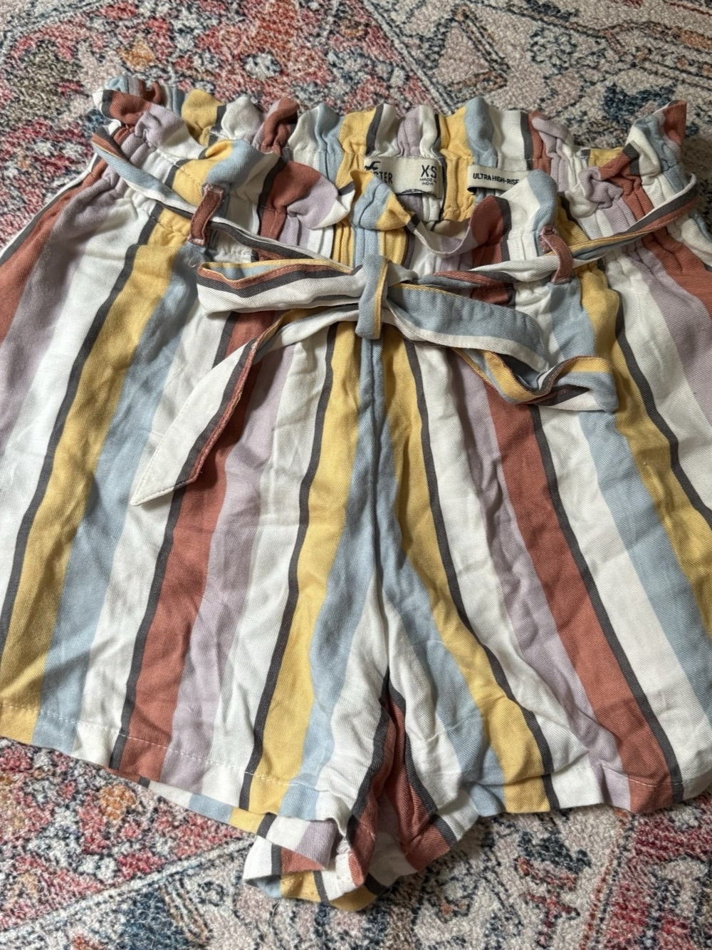 Hollister Ultra High-Rise Pull-On Paperbag Waist Shorts Paperbag Waist Striped